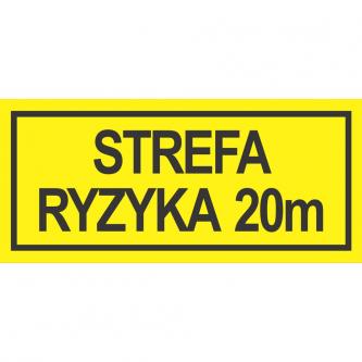 "RISK AREA 20m" sticker 115x70mm